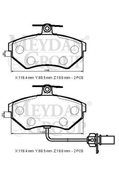Volkswagen Passat B5 01/05 Ön Fren Balatası 1,6/1,8/1,9tdı(2kablolu)(disk)(119,4x69,5x19)(bramax)