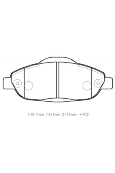 Peugeot 3008 09/16 Ön Fren Balatası (Kablosuz)(disk) (151x61,6x17) (Bramax)