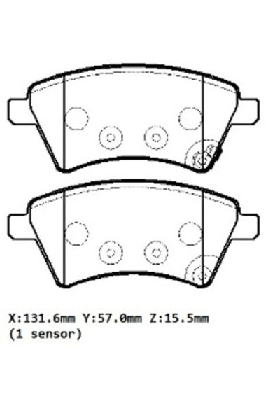 Fiat Sedici 07/08 Ön Fren Balatası 1,6/1,9/2,0 (Kablosuz)(disk) (131,6x57x15,5)(bramax)