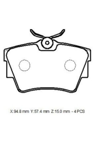 Volkswagen Transporter T4 96/01 Arka Fren Balatası (Kablosuz)(disk)(94,8x57,4x15)(bramax)