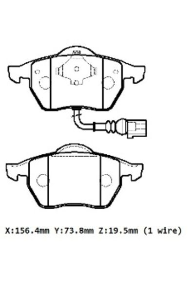 Volkswagen Golf-5-04/09; Ön Fren Balatası 1,4fsı/1,8gtı 1kablolu)(DİSK)(156,4x73,8x19,5 8n0698151a
