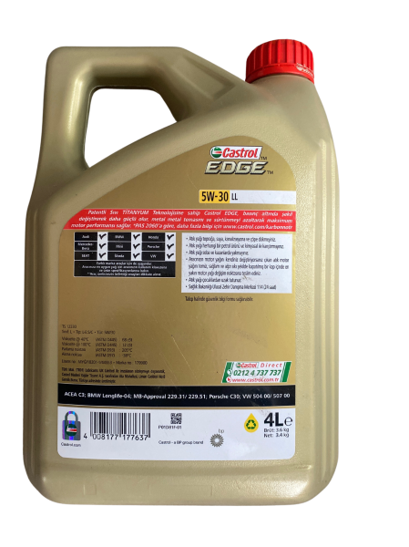 Castrol Edge 5W-30 LL 4 Litre Ürt:2024