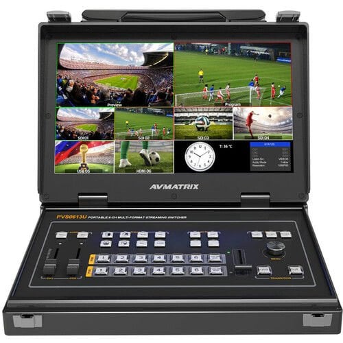 AVMATRIX PORTABLE 6-CH SDI/HDMI MULTI FORMAT STREAMING SWITCHER WITH 13,3'' DISPLAY