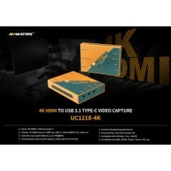 AVMATRIX UC1218-4K HDMI TO USB 3.1 TYPE-C VIDEO CAPTURE