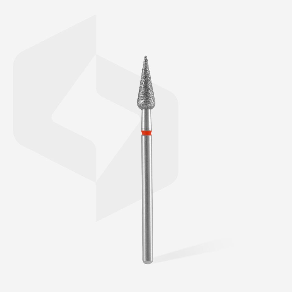 Elmas Sivri Armut Freze, Kırmızı, Çap 4 mm, Çalışma Kısmı 12 mm