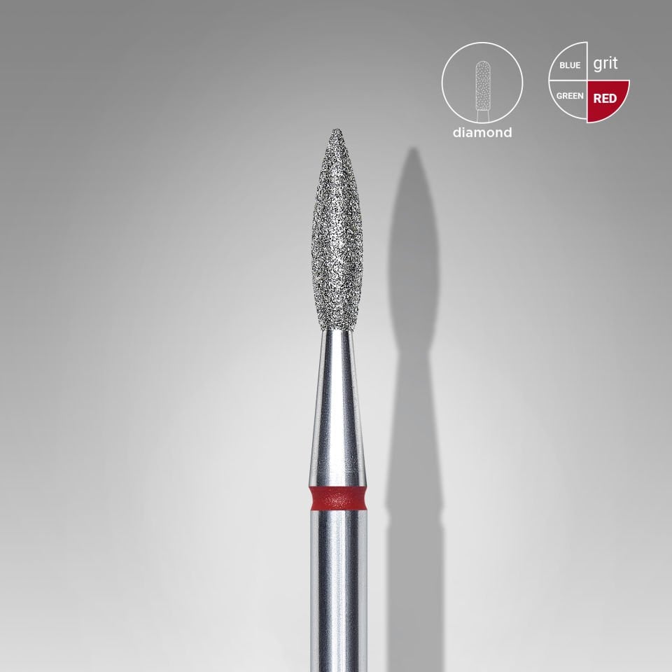 Elmas Sivri Alev Freze, Kırmızı, Çap 2,1 mm, Çalışma Kısmı 8 mm