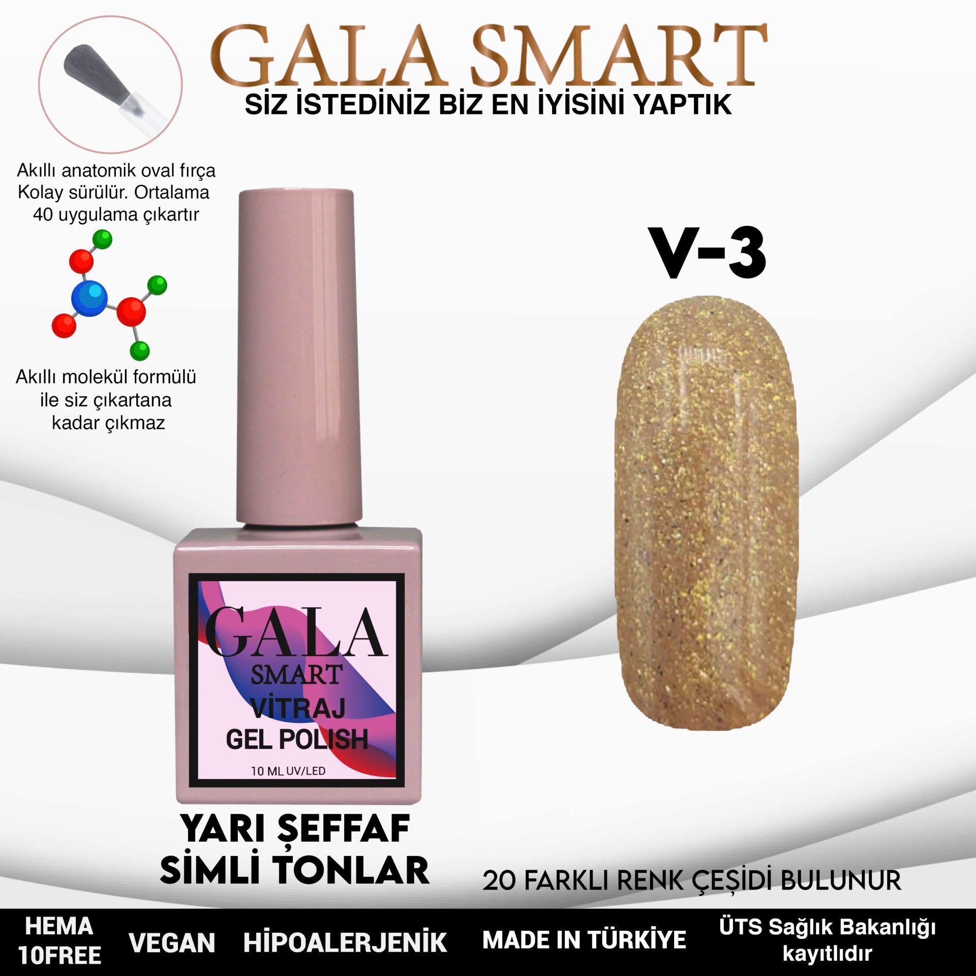 GALA VİTRAJ (SİMLİ) KALICI OJE 10 ml V3