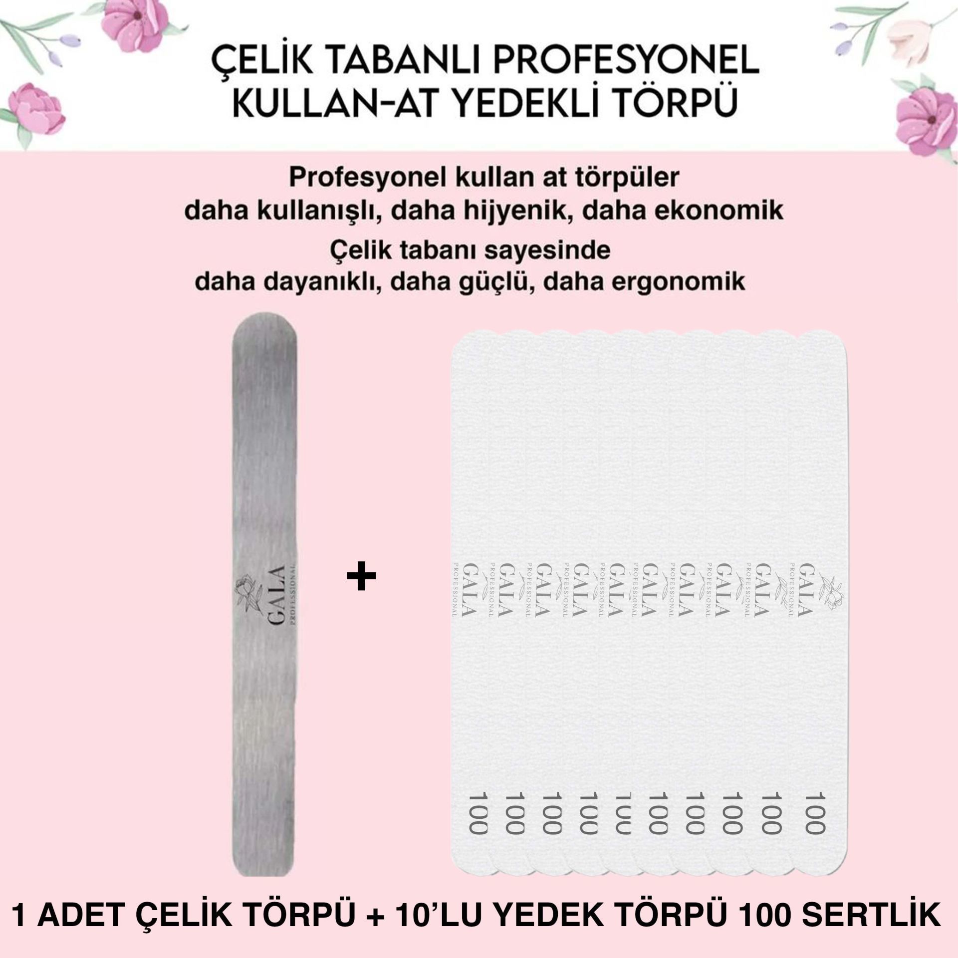 DÜZ ÇELİK TABAN + 10 LU YEDEK (100 SERTLİK)