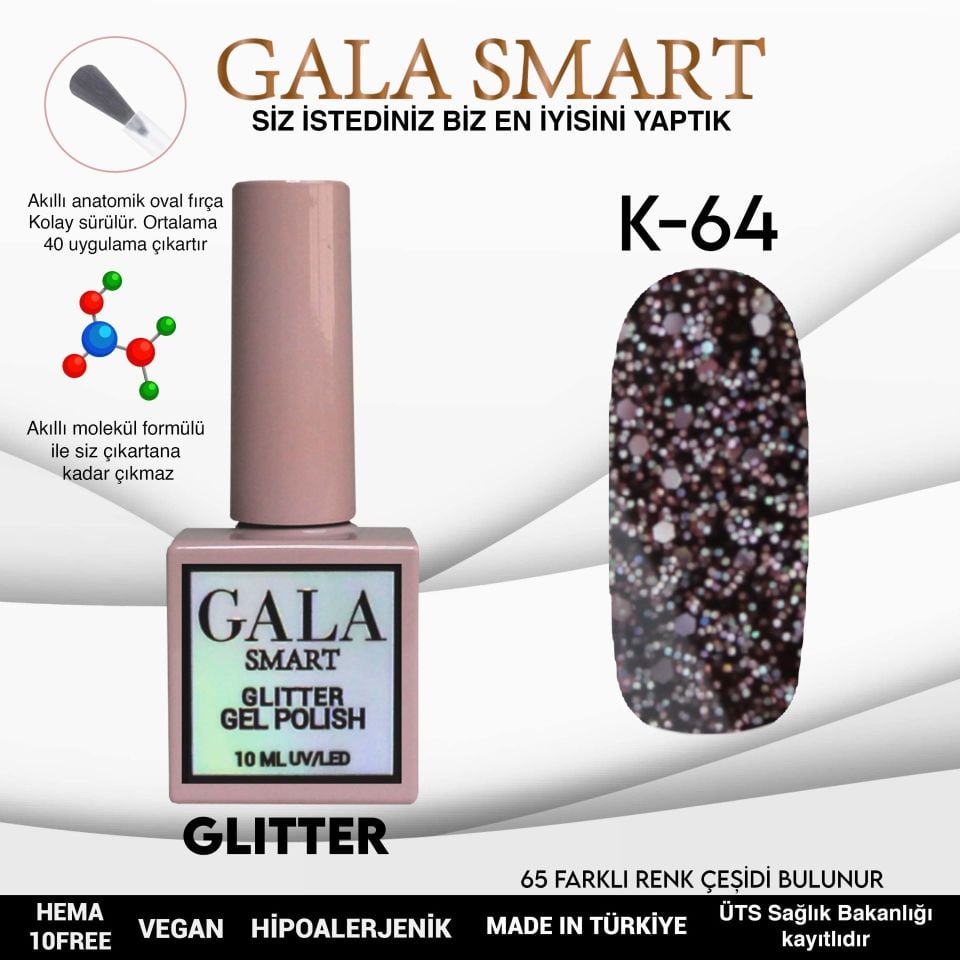 GALA GLITTER KALICI OJE 10ml K64