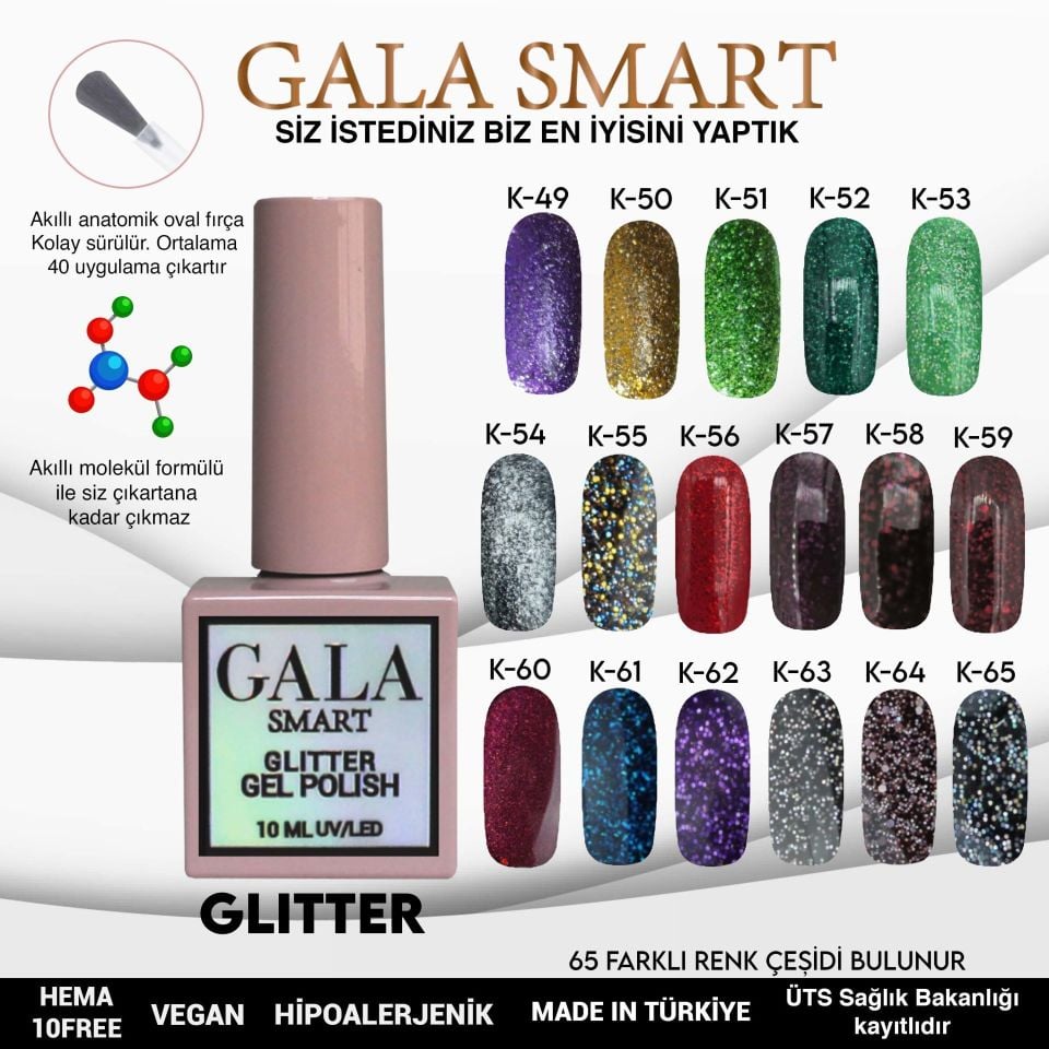 GALA GLITTER KALICI OJE 10ml K63