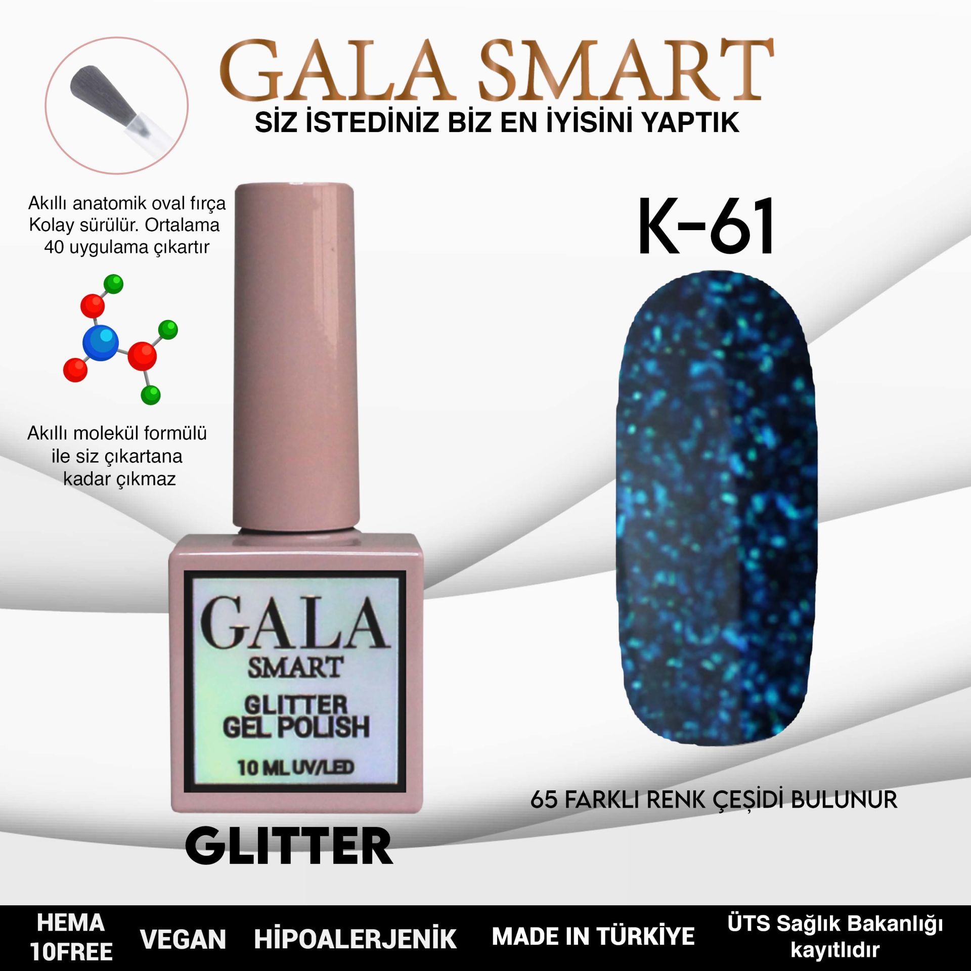 GALA GLITTER KALICI OJE 10ml K61