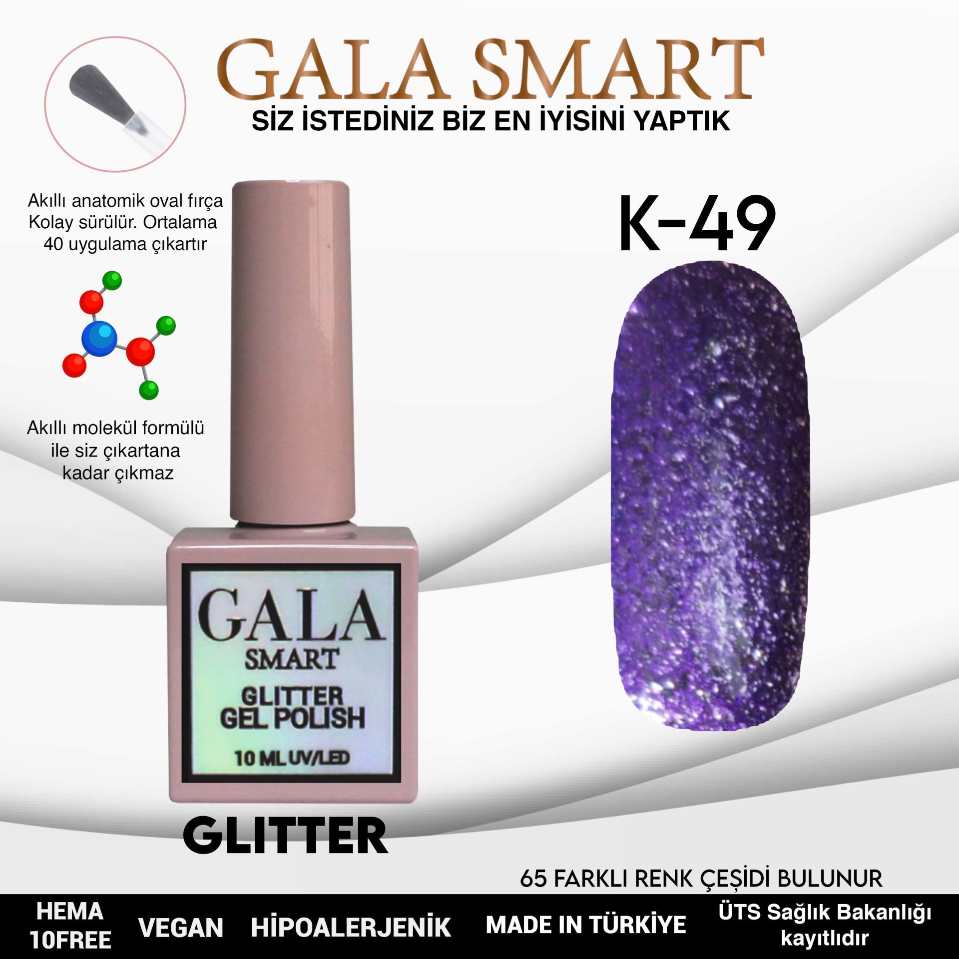 GALA GLITTER KALICI OJE 10ml K49