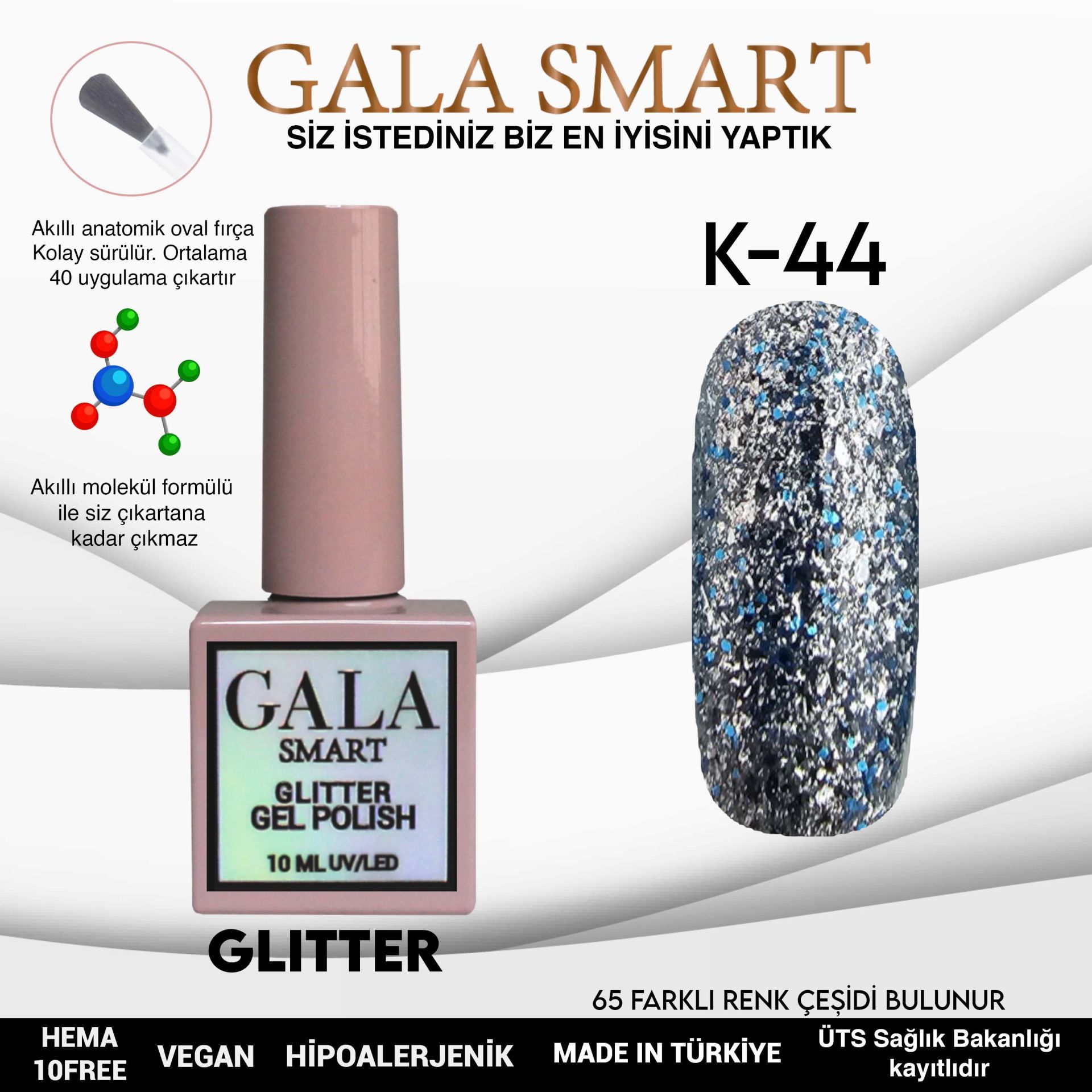 GALA GLITTER KALICI OJE 10ml K44