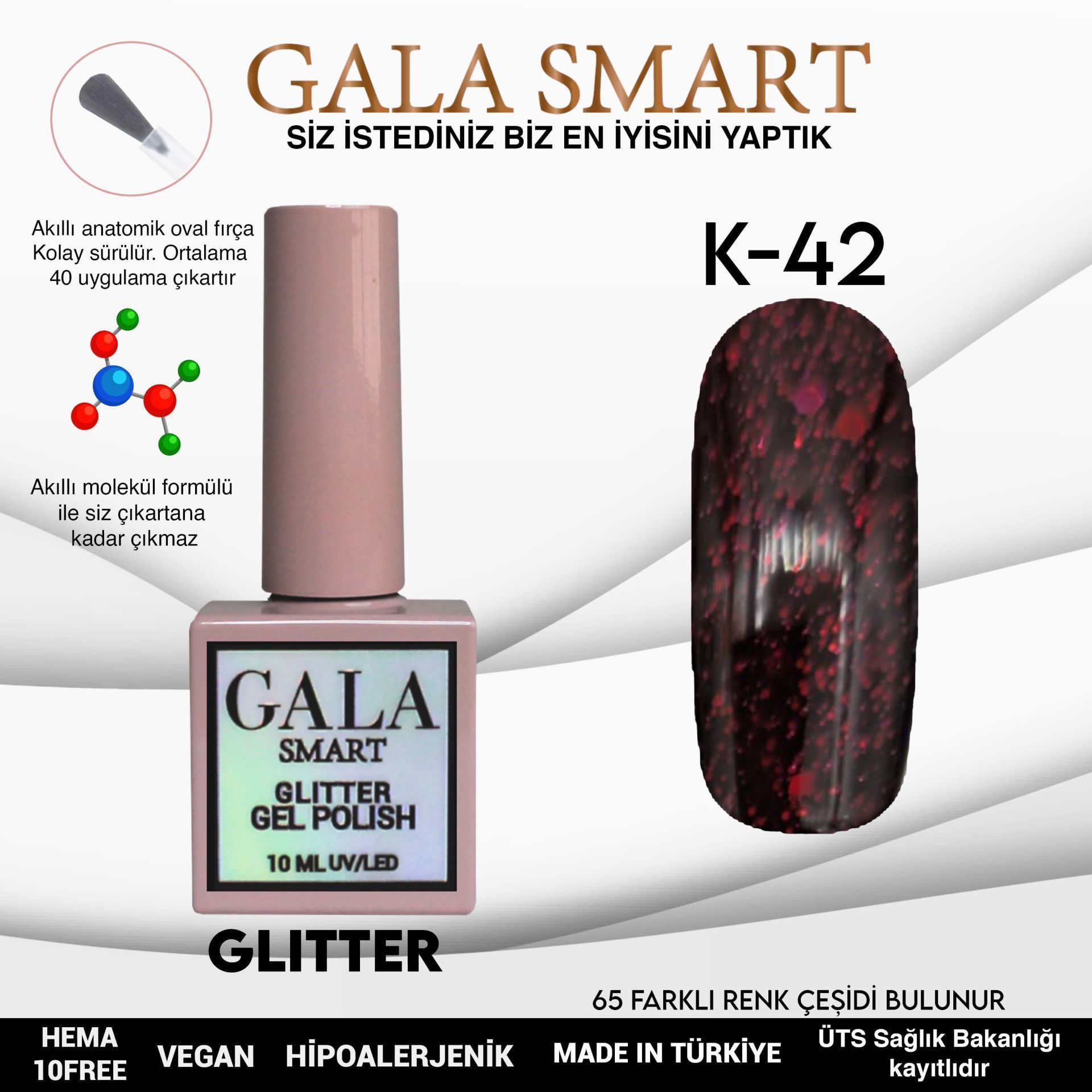 GALA GLITTER KALICI OJE 10ml K42