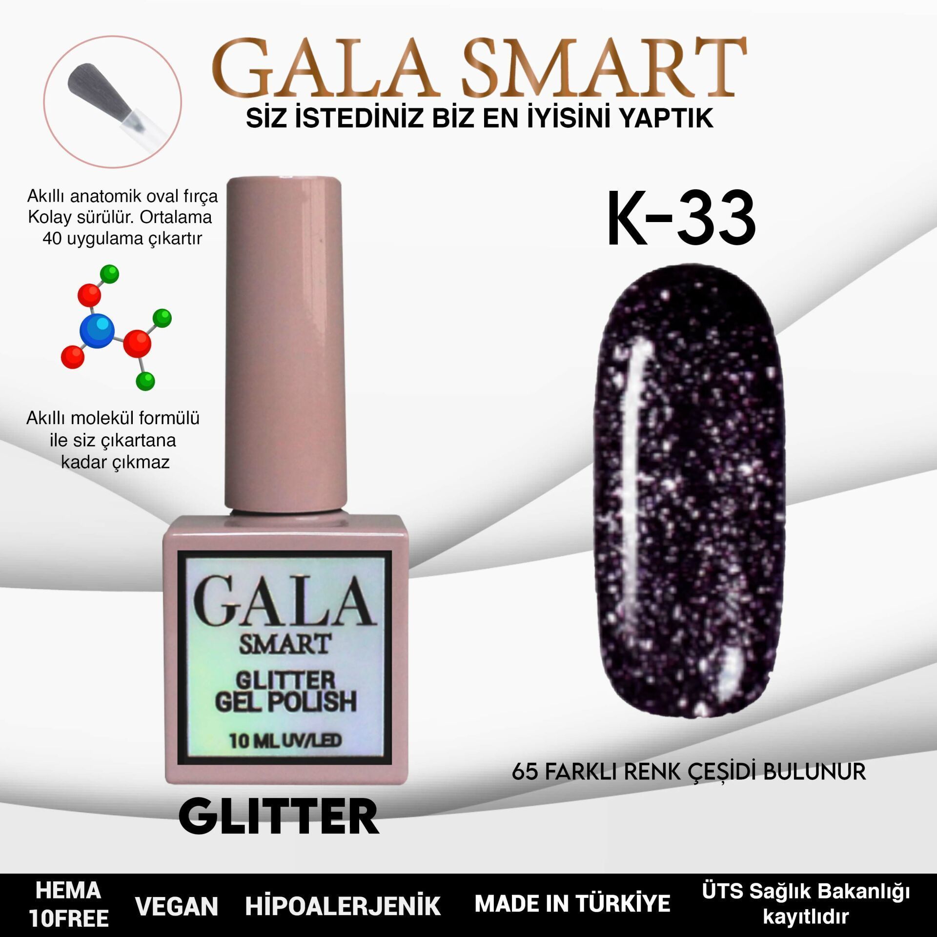 GALA GLITTER KALICI OJE 10ml K33