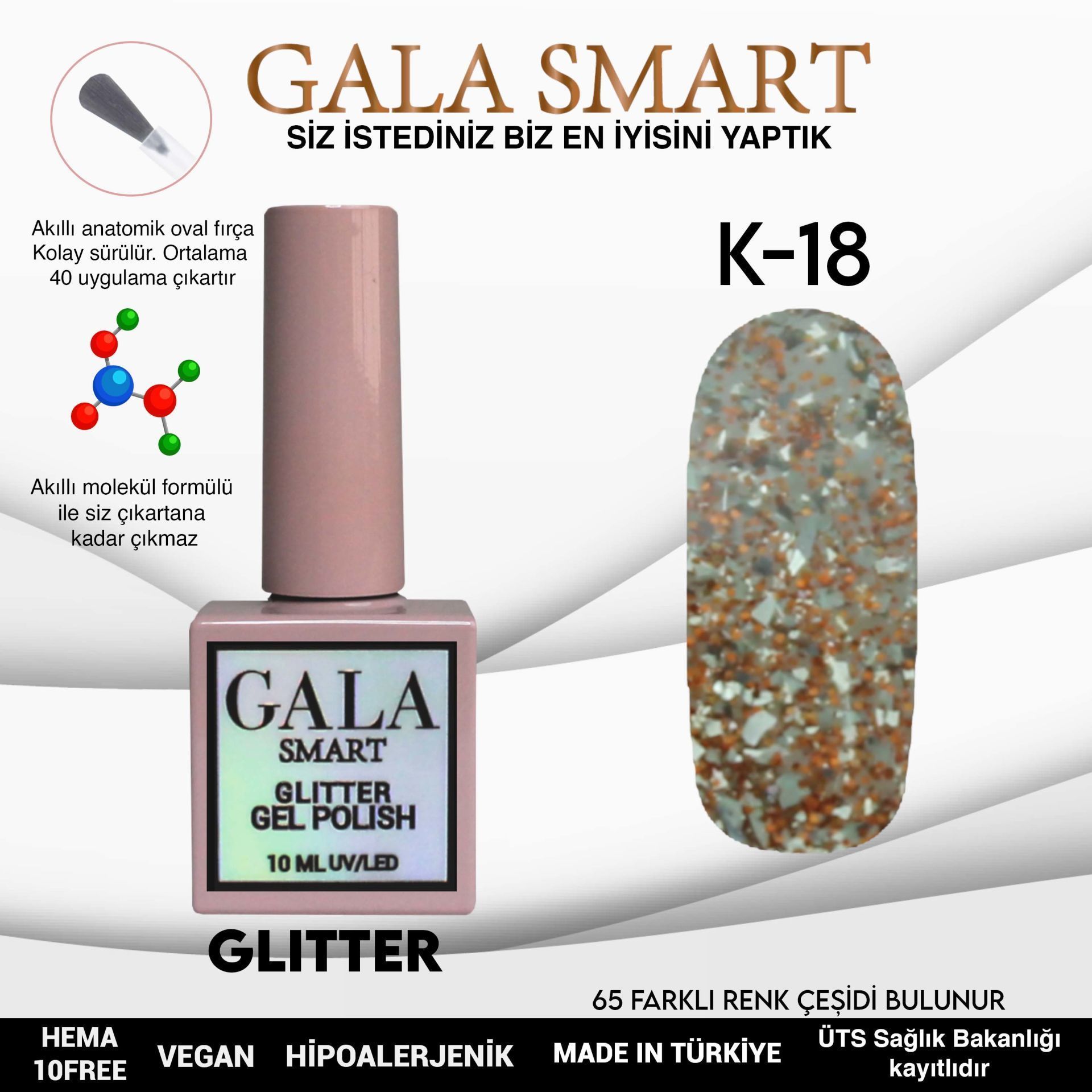 GALA GLITTER KALICI OJE 10ml K18