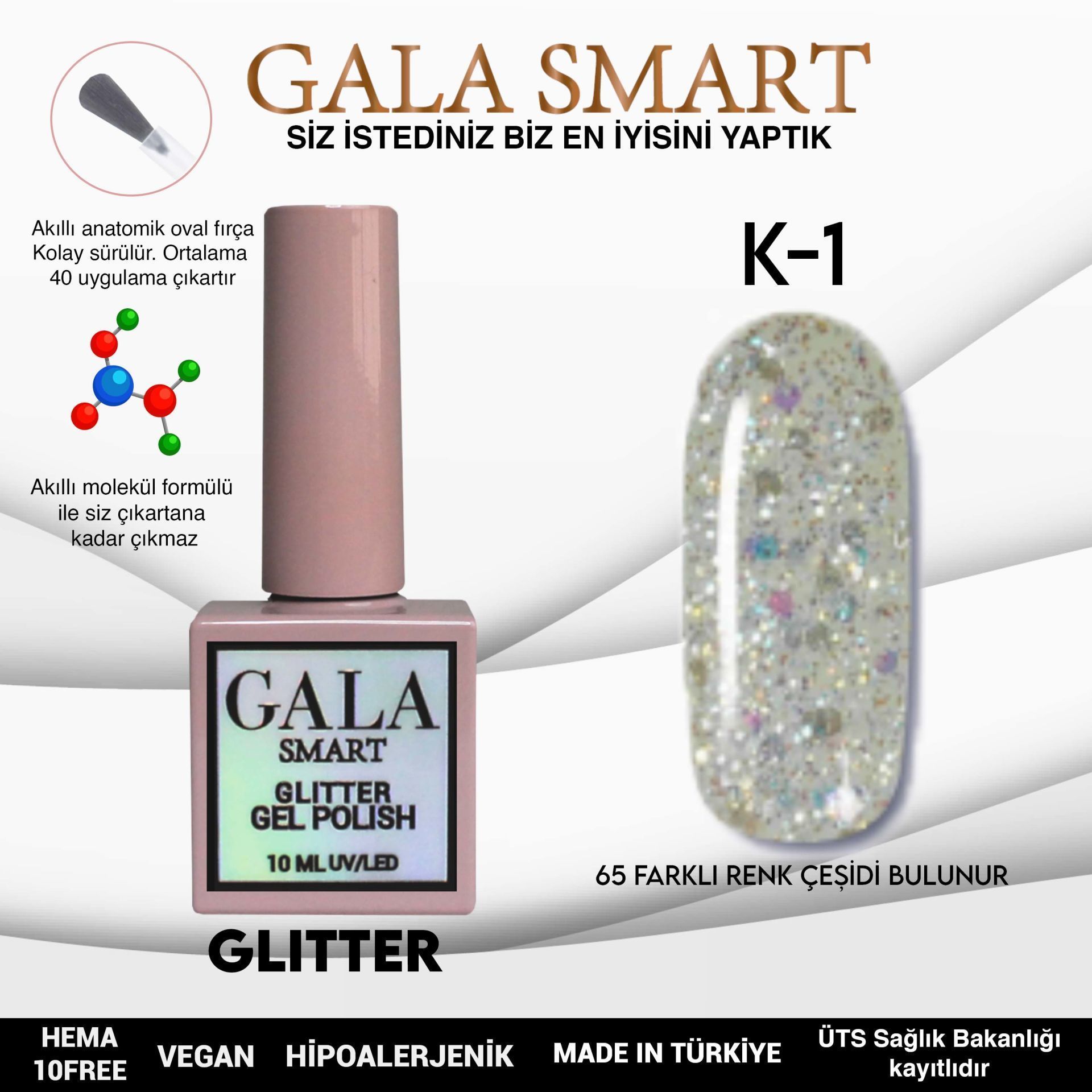 GALA GLITTER KALICI OJE 10ml K1