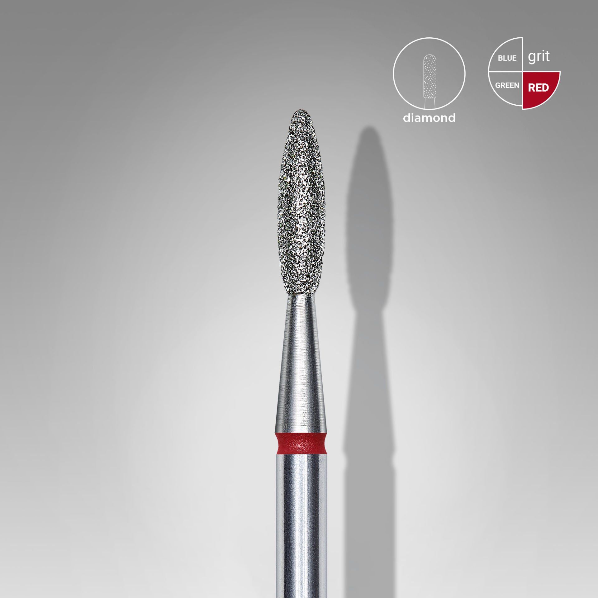 STALEKS Elmas Alev Freze, Kırmızı, Çap 2,1 mm, Çalışma Kısmı 8 mm