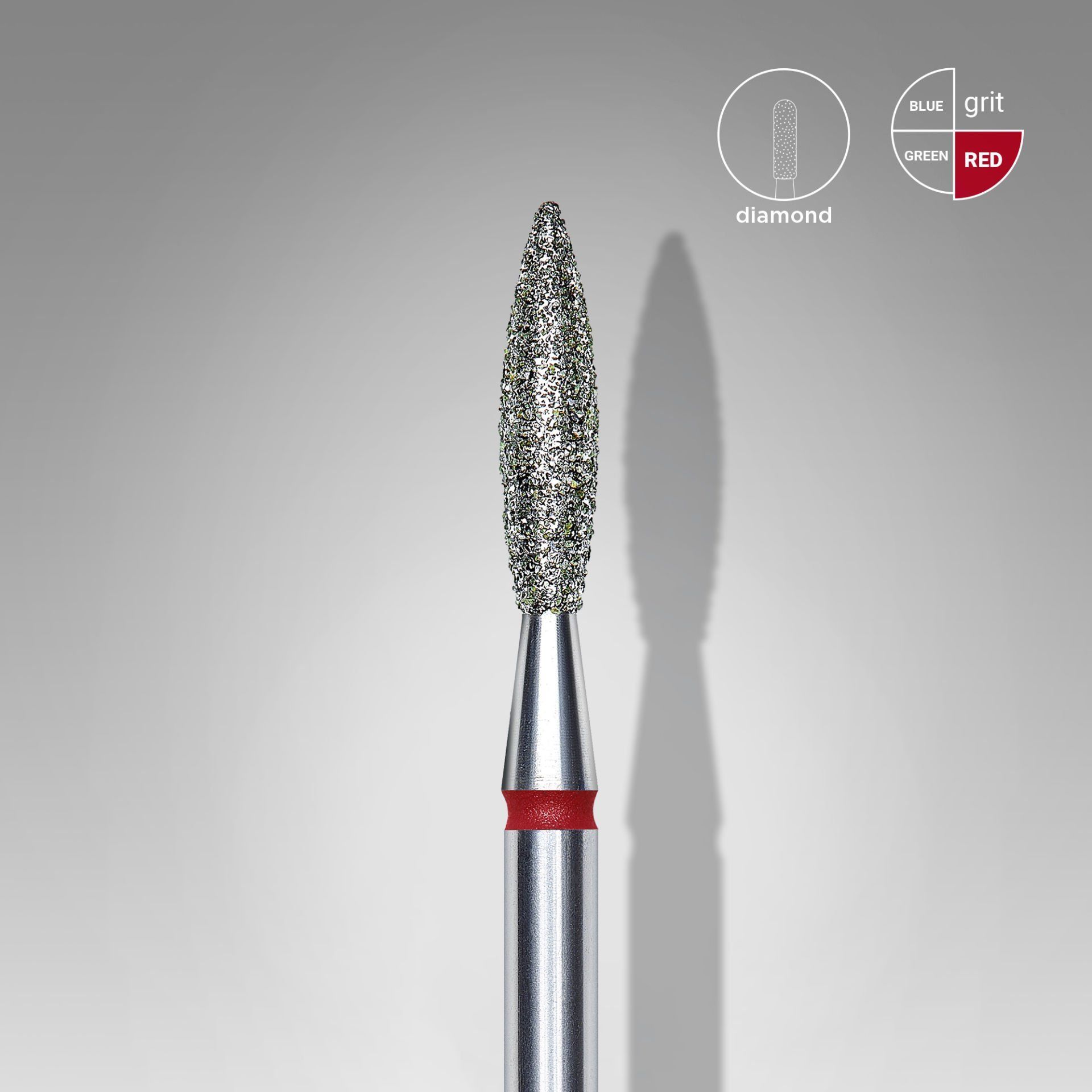 STALEKS Elmas Alev Freze, Kırmızı, Çap 2,3 mm, Çalışma Kısmı 10 mm