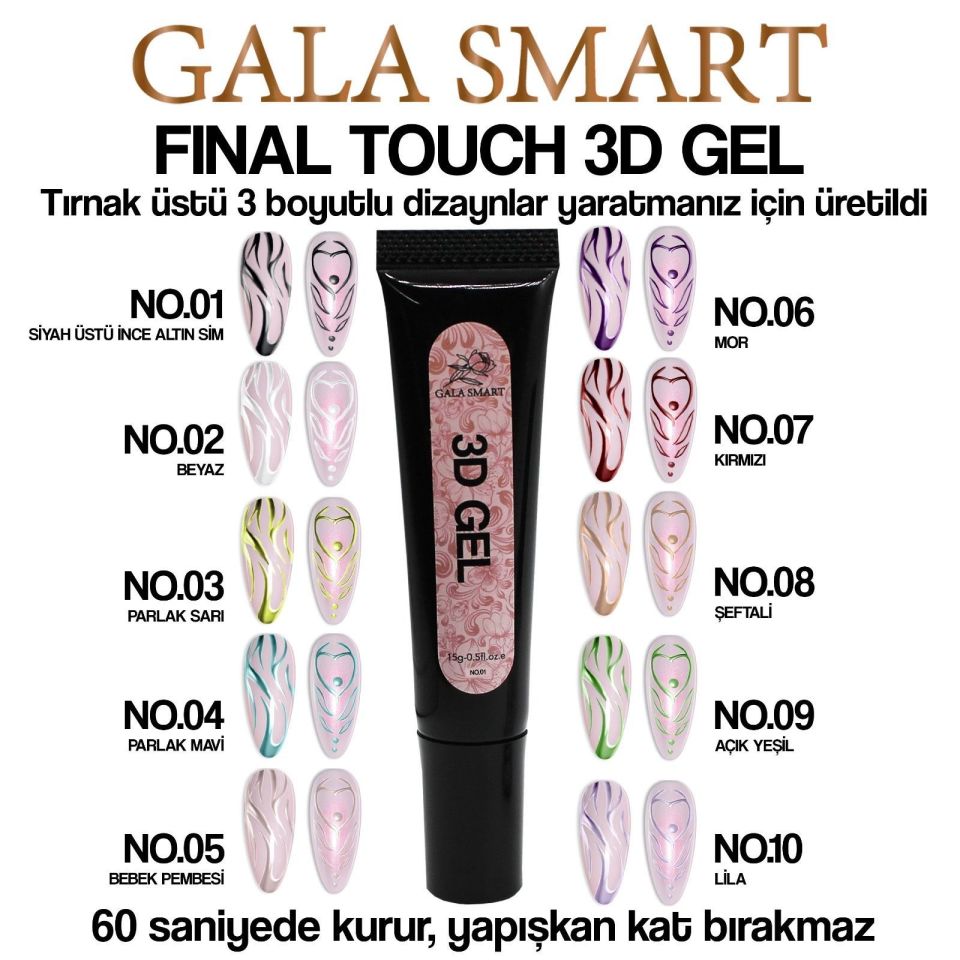 3D TIRNAK TASARIM JELİ NO:10 LİLA