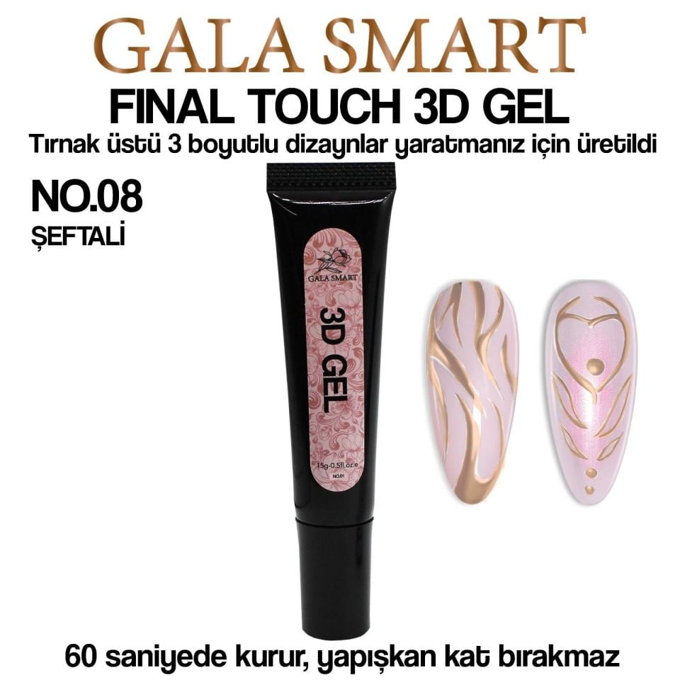 3D TIRNAK TASARIM JELİ NO:08 ŞEFTALİ