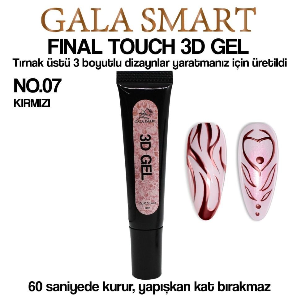 3D TIRNAK TASARIM JELİ NO:07 KIRMIZI