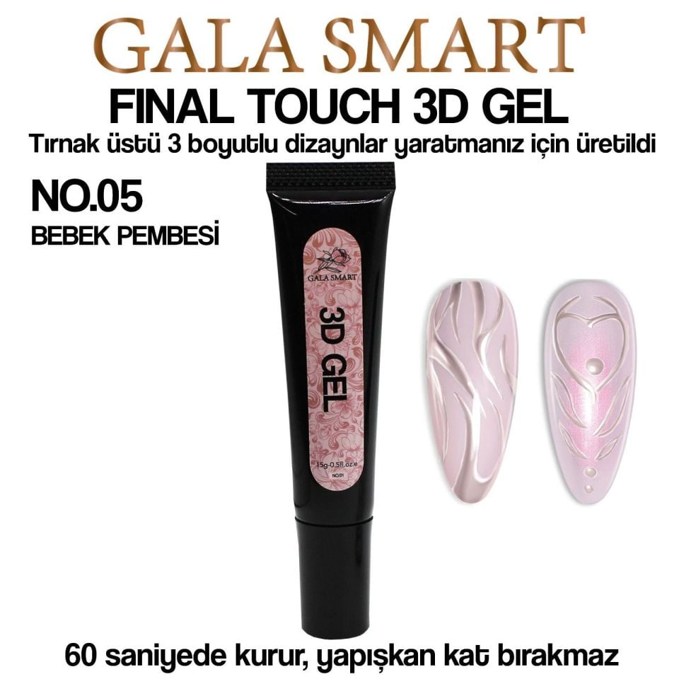 3D TIRNAK TASARIM JELİ NO:05 BEBEK PEMBESİ