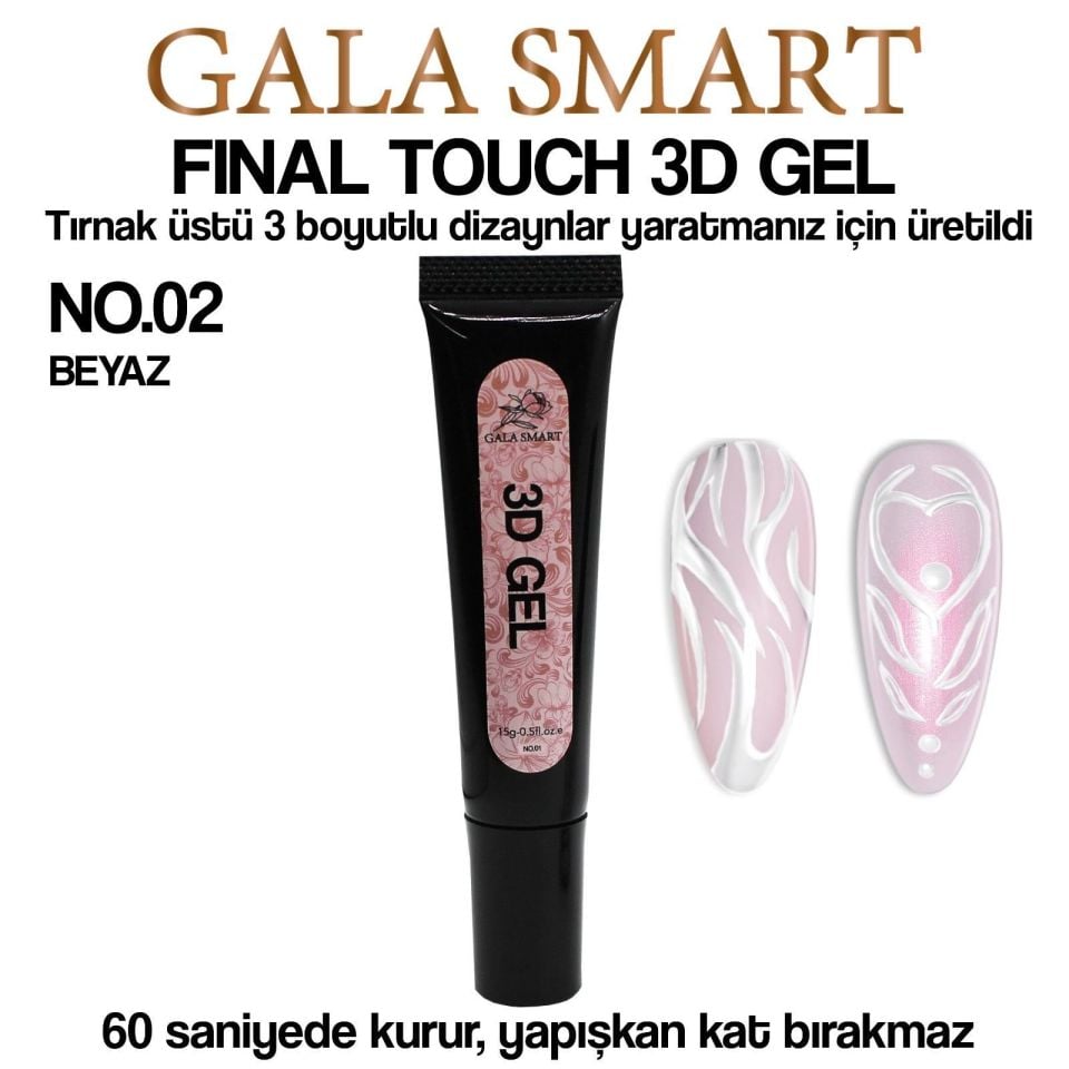 3D TIRNAK TASARIM JELİ NO:02 BEYAZ
