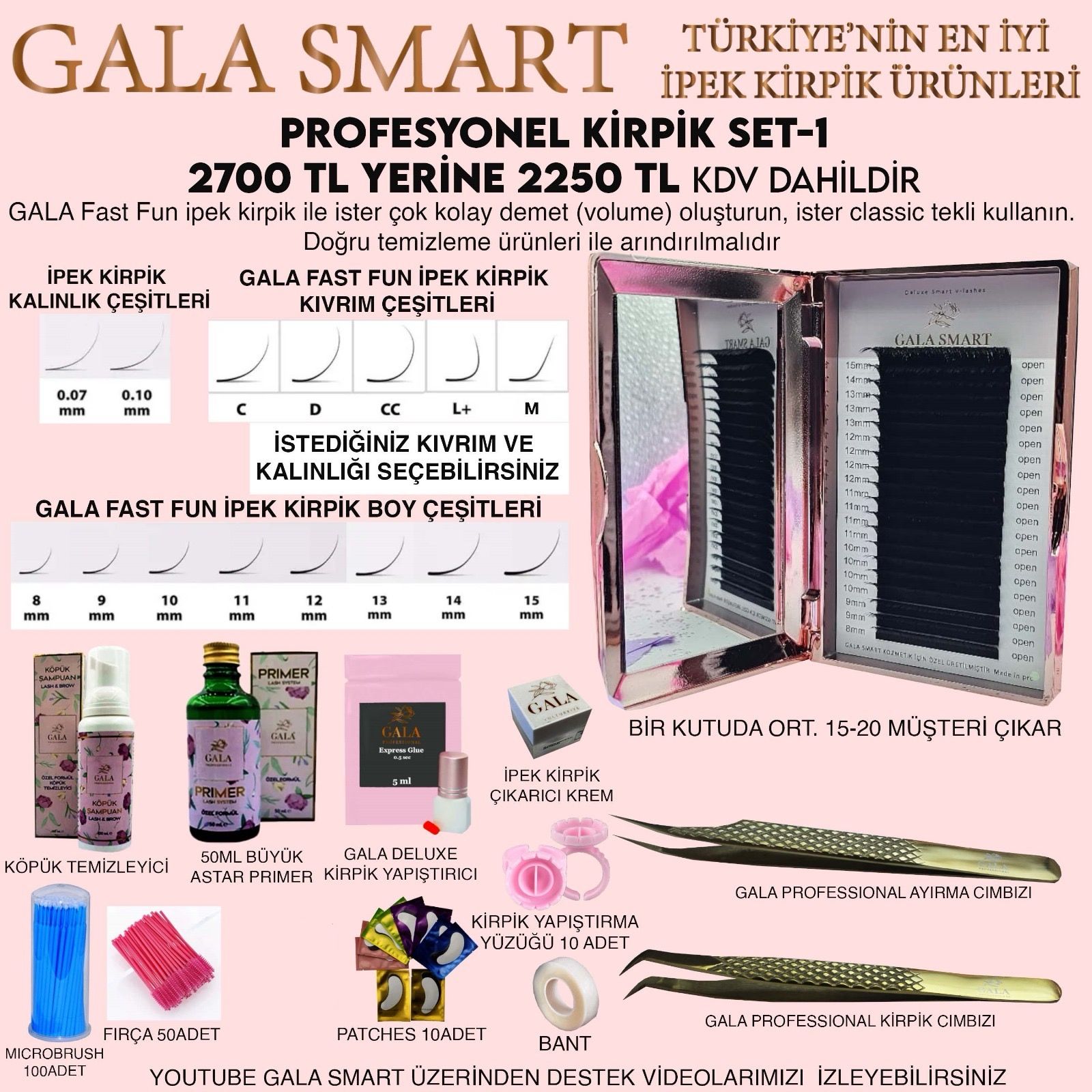 GALA PROFESSİONEL İPEK KİRPİK SET 1