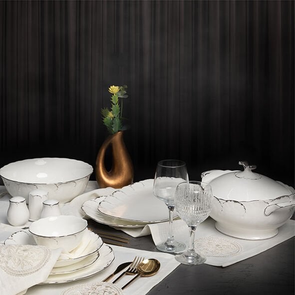 Tiffany Platin 60 Parça Yemek Takımı