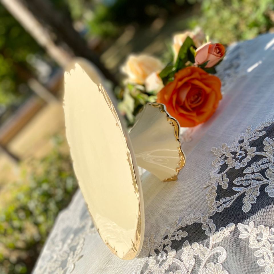 Golden Rey Ayaklı Pasta Tabak 36 cm