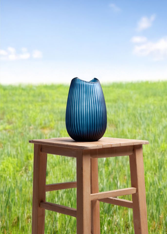 Serenıty Matte Blue Vazo 33 x 18 cm
