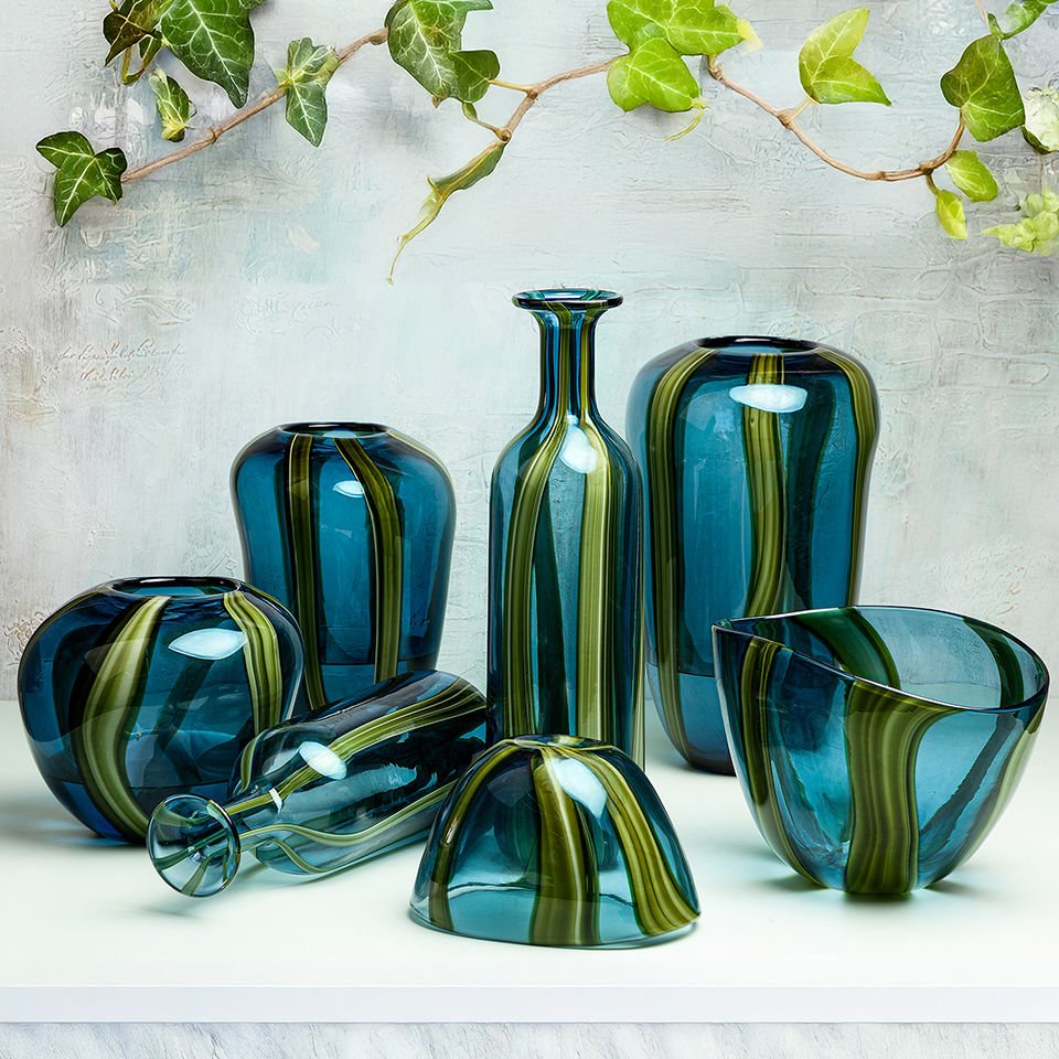 Serenıty Green Blue Vazo 42 x 12 cm