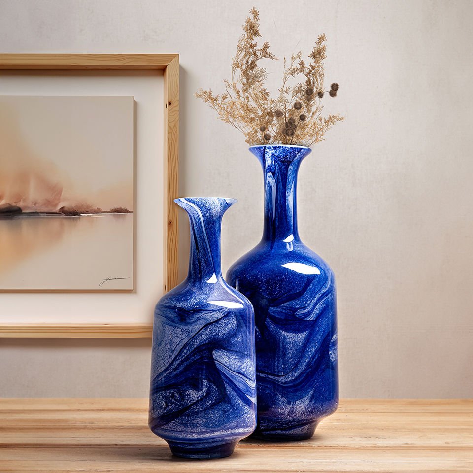 Serenıty Aqua Blue Vazo 42 x 17 cm