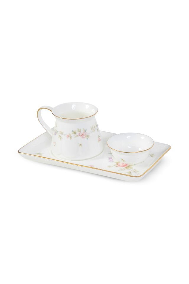 Tıffany Flowers Sunumluklu Kahve Takımı 3 Parça