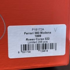 1:18 Ferrari 360 Modena 1999 Rosso Corsa 298 Limitli - BBR