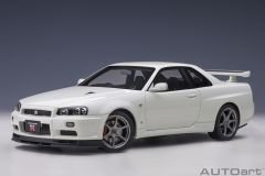 1:18 Nissan Skyline GT-R R34 V Spec 2 2001 White Pearl - Autoart