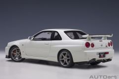 1:18 Nissan Skyline GT-R R34 V Spec 2 2001 White Pearl - Autoart