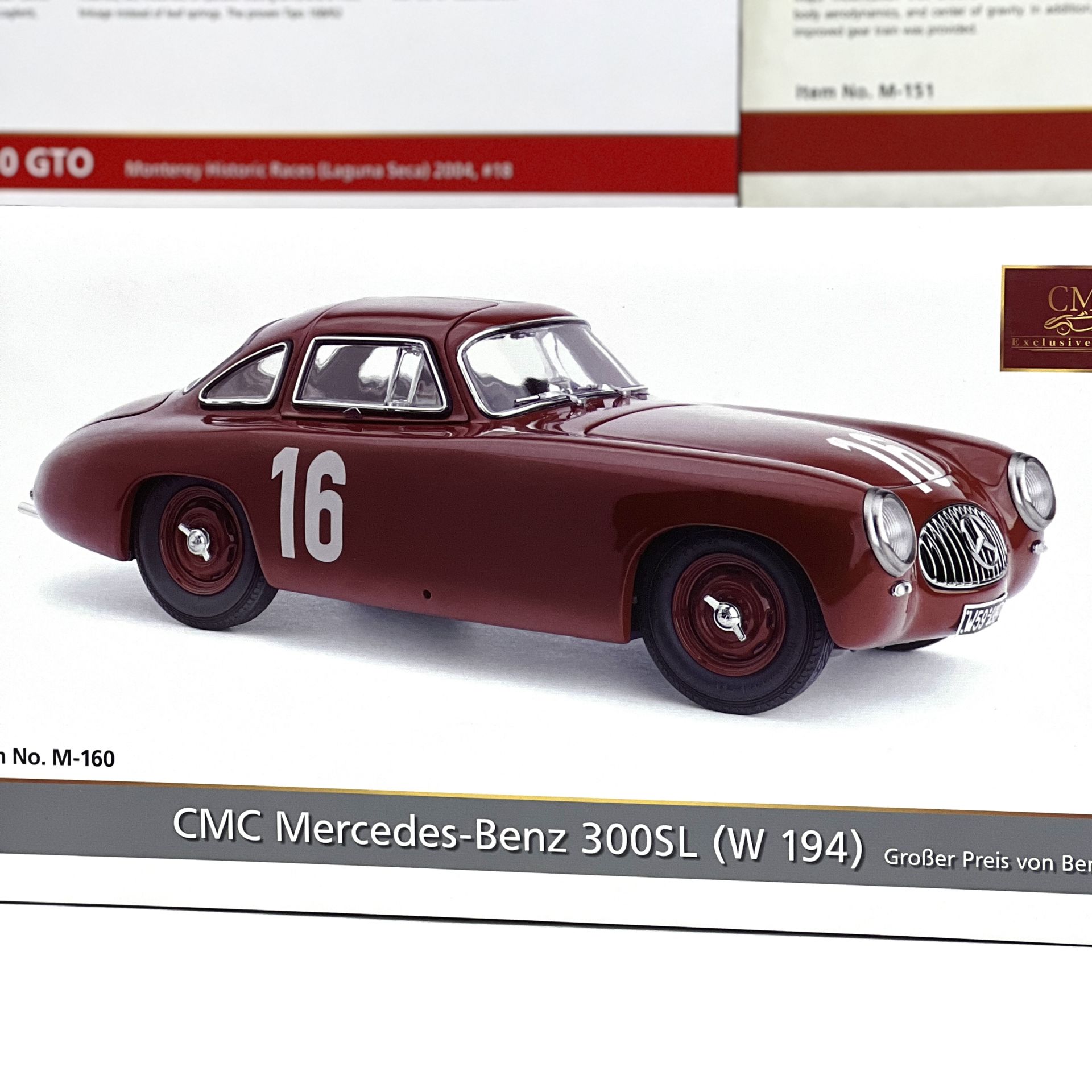 1:18 Mercedes-Benz 300 SL W194 Bern GP 1952 Red - CMC