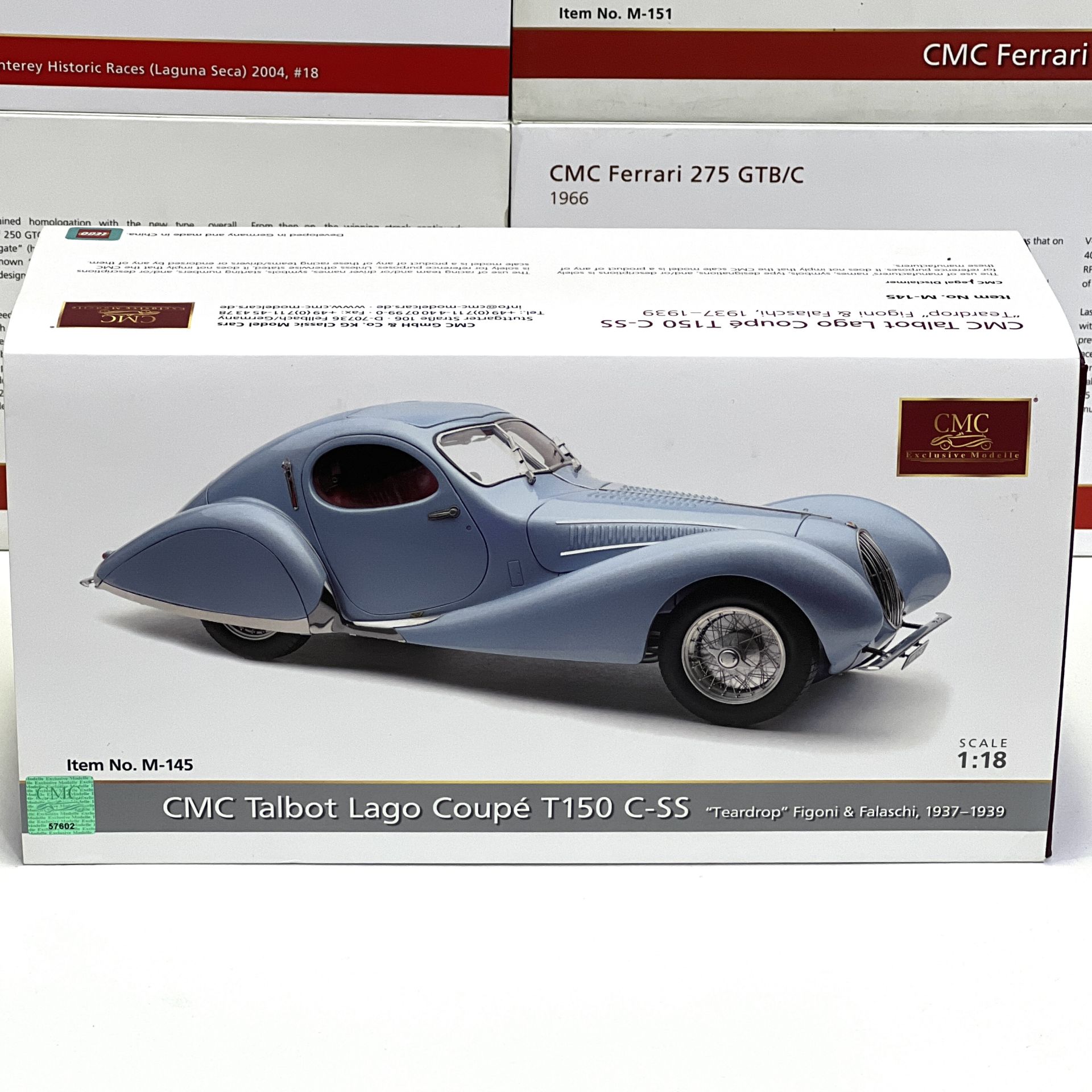 1:18 Talbot Lago Coupe T150 C-SS 1937 Light Blue Met- CMC