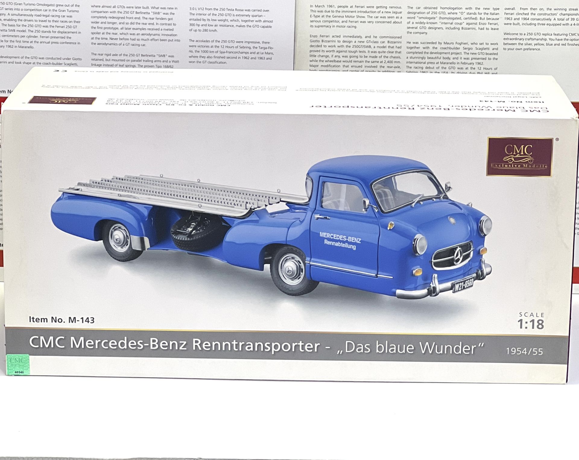 1:18 Mercedes-Benz 1954 Renntransporter Blue Wonder - CMC