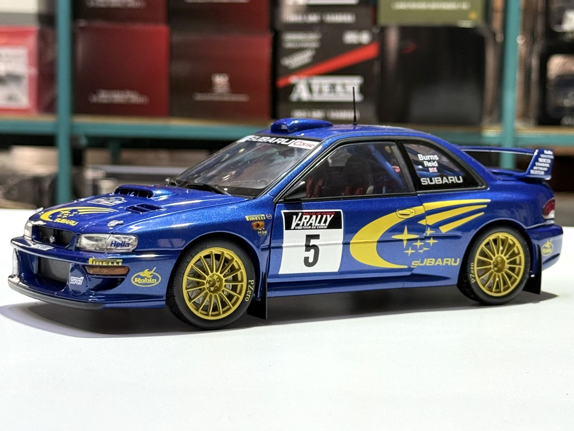 1:18 Subaru Impreza WRC 1999 Rally France Burns/Reid #5- Autoart