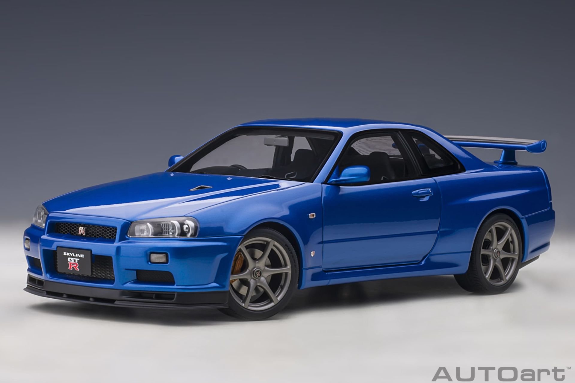 1:18 Nissan Skyline GT-R R34 V Spec 2 2001 Blue - Autoart