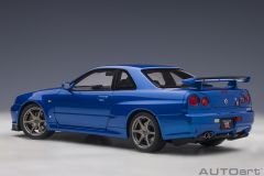 1:18 Nissan Skyline GT-R R34 V Spec 2 2001 Blue - Autoart