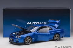1:18 Nissan Skyline GT-R R34 V Spec 2 2001 Blue - Autoart