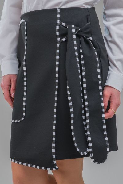 Kadın Siyah Renk Biyeli Kuşaklı  Beli Lastikli Likralı Örme Çelik Kumaş Etek Siyah - XL