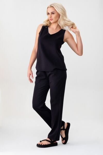 Bold & Young Kadın Çift Cepli Beli Lastikli Kordonlu Pantolon Siyah - XXL