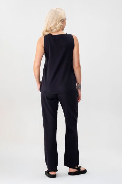 Bold & Young Kadın Çift Cepli Beli Lastikli Kordonlu Pantolon Siyah - XXL