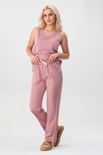 BOLD & YOUNG Kadın Kolsuz %100 Pamuklu Atlet Pudra - XXL