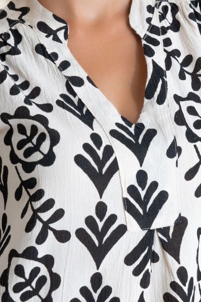 Cepli Yıkanmış Pamuk Likralı Elbise siyah çiçek desen - 3XL